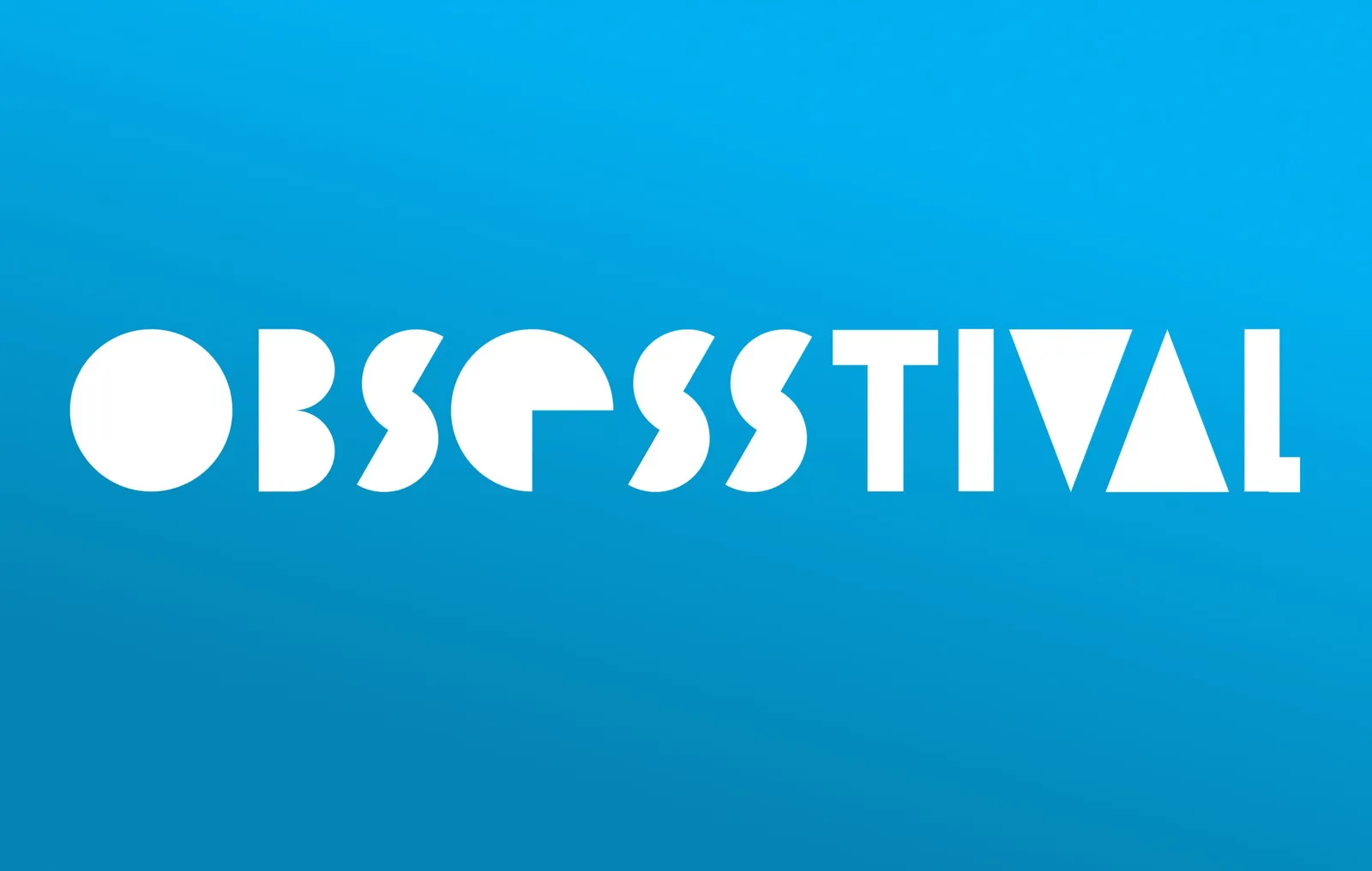 The Obsesstival logotype in white on blue.